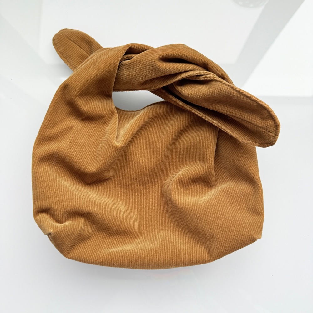 Merit Tan Corduroy Knot‎ Wristlet Bag Minimalist Earthy Boho Handbag - Picture 5 of 9